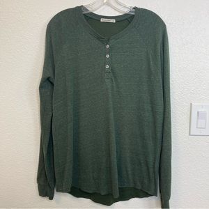 Marine Layer Green double layer Henley Mens long sleeve shirt XL